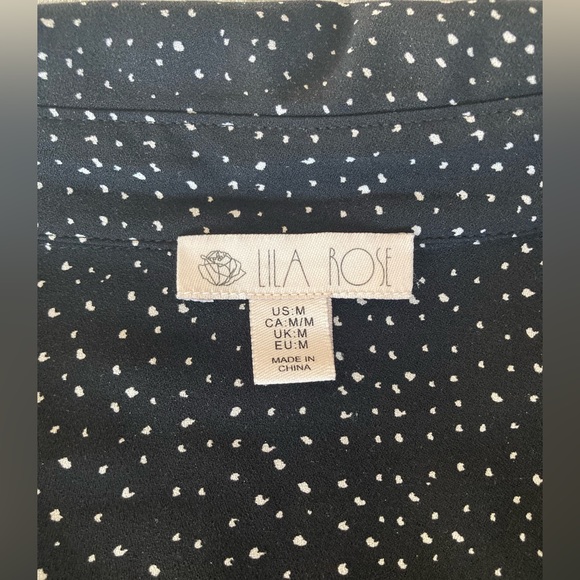 Lila Rose Polka Dot Long Sleeve Shirtdress M - Picture 5 of 15